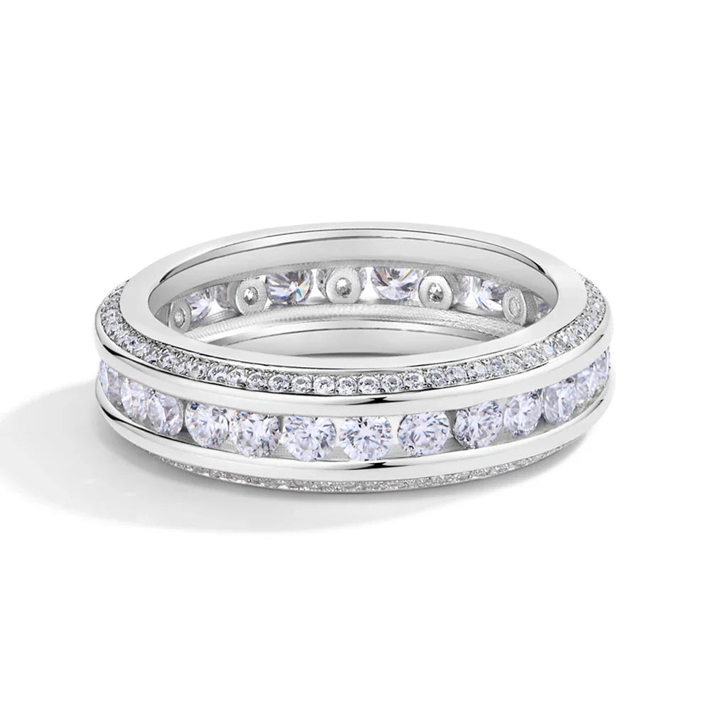 MINTYBOX  S925 Sterling Silver Moissanite Ring D VVS1 Lab Grown Diamond 1.68ctw Engagement Rings For Women Wedding Band Gift