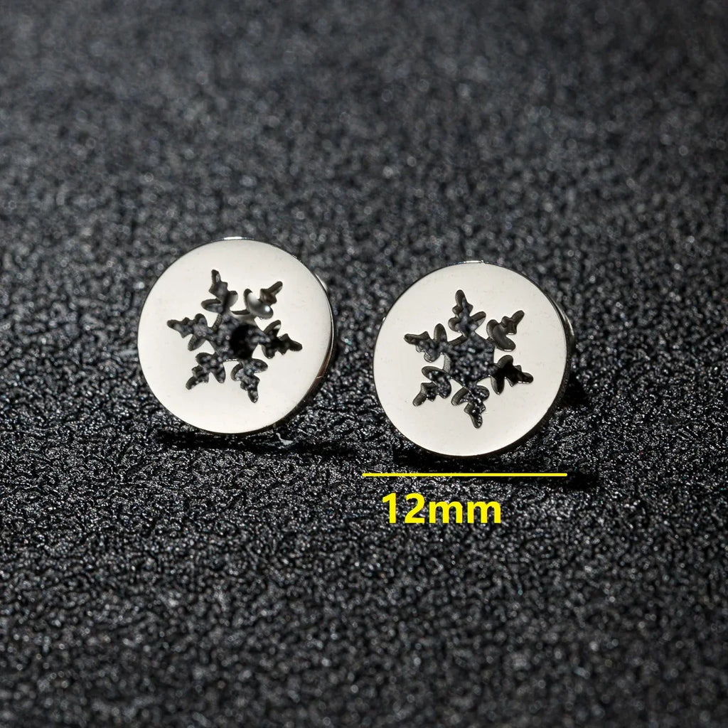 High Quality Stainless Steel Stud Earrings Girl Snowflake Elk Deer Silver Color Tragus Piercing Women'S Earrings Christmas Gifts