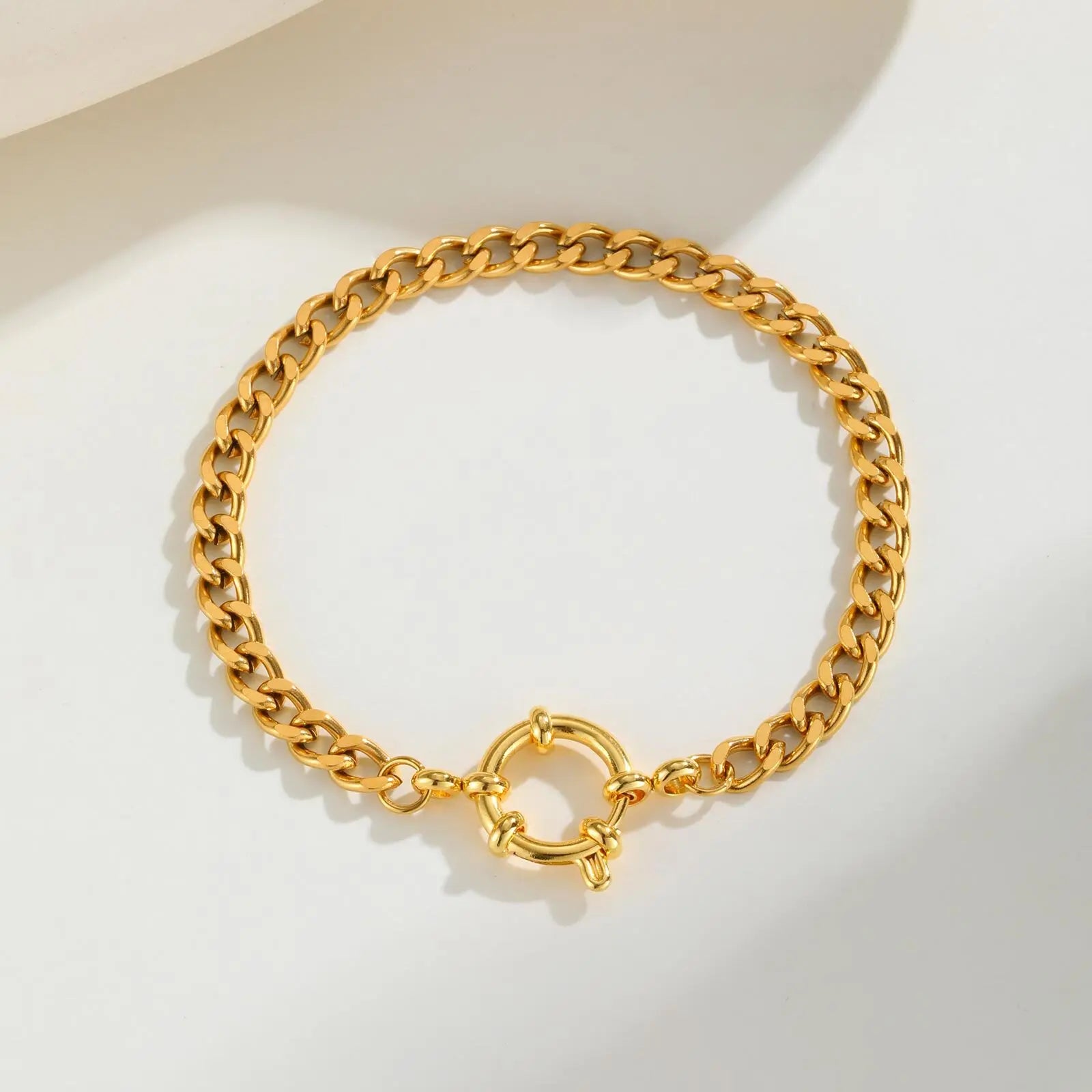 Paperclip Chain Choker Necklace, Women's Stainless Steel Spring Buckle Penddant Necklace, Waterproof 18k Gold Plated Jewelry