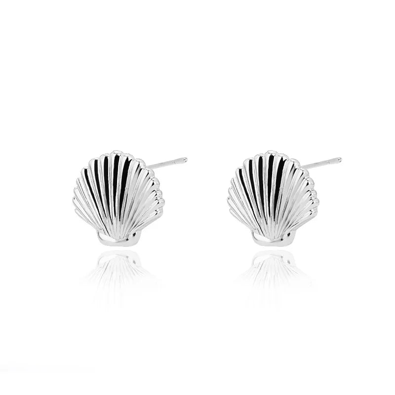 Stainless Steel Shell Stud Earring For Women Gold Color  Vintage Shell Piercing Earring 2024 Trend Wholesale Ocean Jewelry Gift