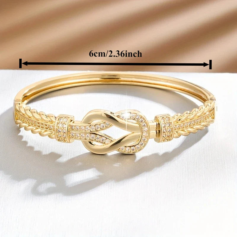 1Pcs Zircon Bangles Elegant And Simple Women's Bracelet Gold Silver Bracelet Cross Buckle Fashion Accessories