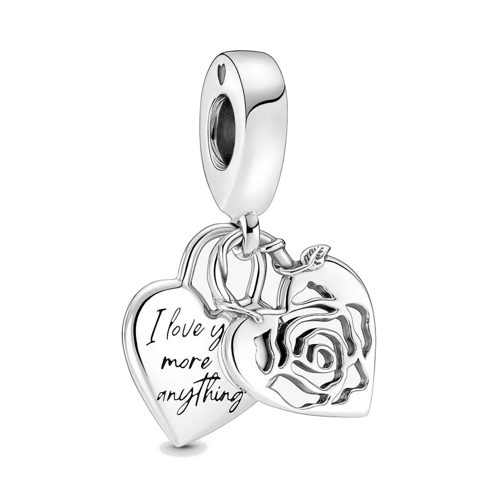 European New 925 Sterling Silver Spring New Pink Flower Ballon Cat Diy Beads Charm Fit European S925 Bracelet Bangles