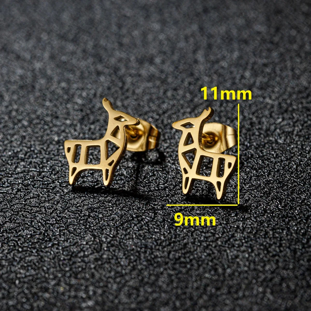 High Quality Stainless Steel Stud Earrings Girl Snowflake Elk Deer Silver Color Tragus Piercing Women'S Earrings Christmas Gifts