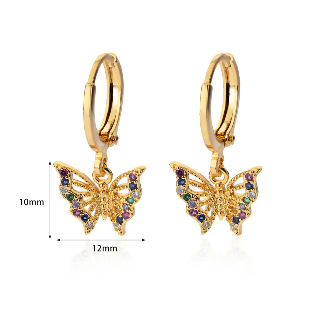 Zircon Butterfly Pendientes Earrings for Women Stainless Steel Gold Color Piercing Earring Girl y2k Jewelry aretes bijoux mujer
