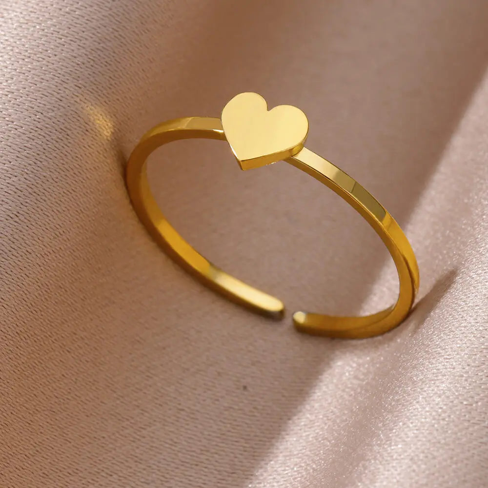 Stainless Steel Small Heart Rings For Women Vintage Gold Color Cross Openning Geometric Ring Fashion Wedding Jewerly Gift 2024