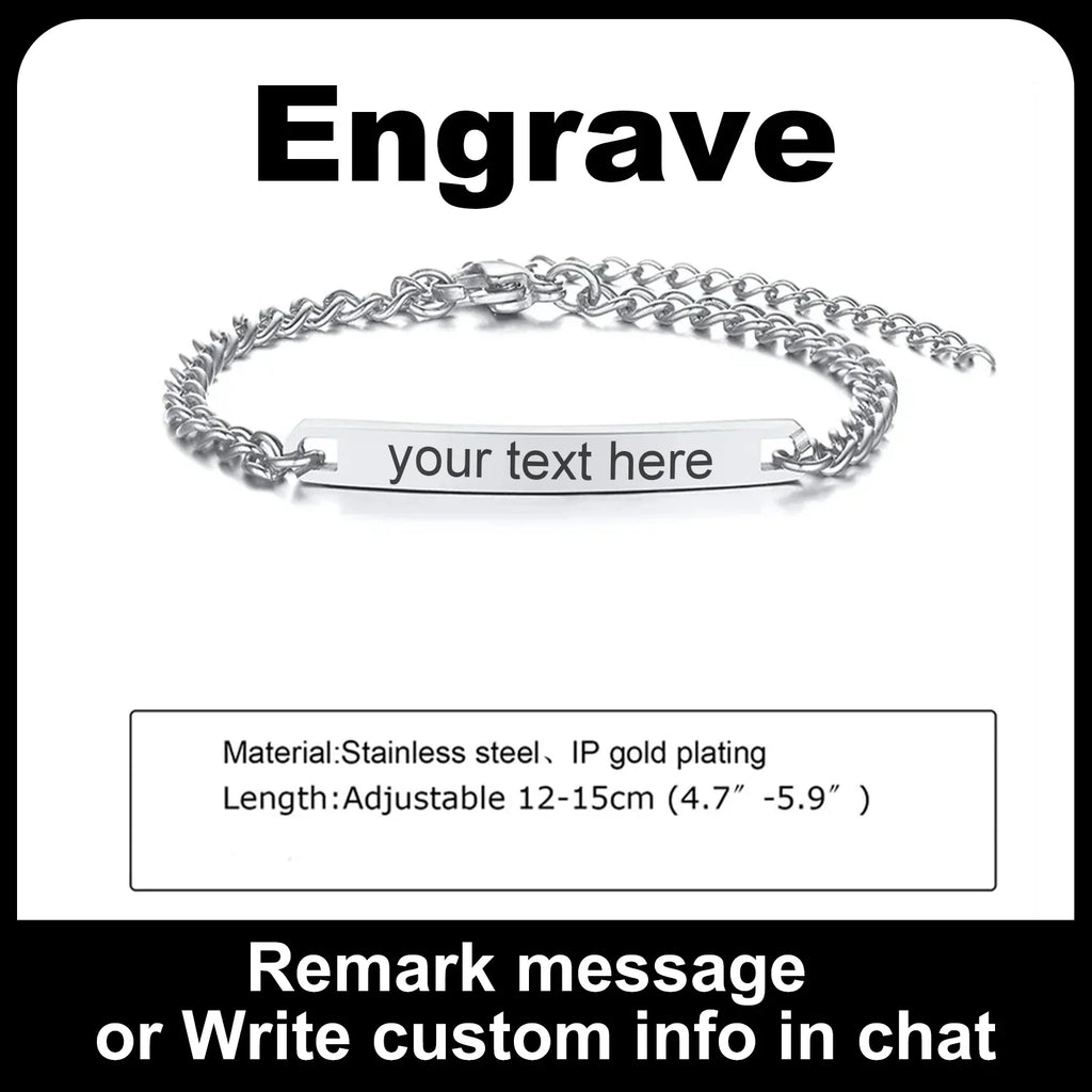 Customized Heart Bracelet for Little Girl Boy, Engravable ID Name Bracelet, Personalized Stainless Steel Chain Birthday Gift