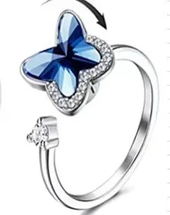 Rotating Anxiety Knuckle Ring For Women Spinner Fidgets Cute Animal Butterfly Flower Anti Stress Ring Party Jewelry Gifts Anillo