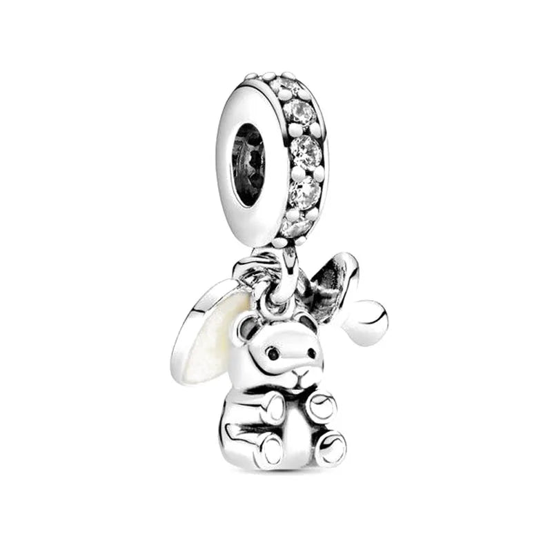 2026 New S925 Silver Robot Cross Digital Pendant, Suitable for Original Bracelets, DIY Accessories, Women's Charm Jewelry Gifts