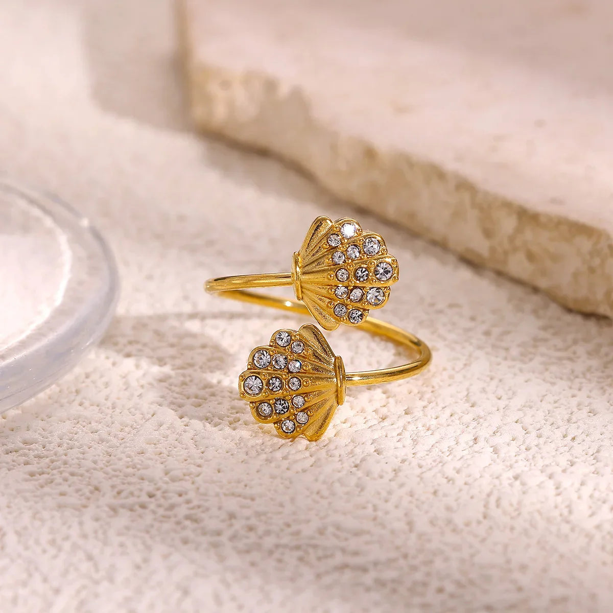 2025 Freshwater Anillos Stainless Steel Pearl Starfish Shell Rings For Women Punk Gold Color Vintage Waterproof Beach Jewelry