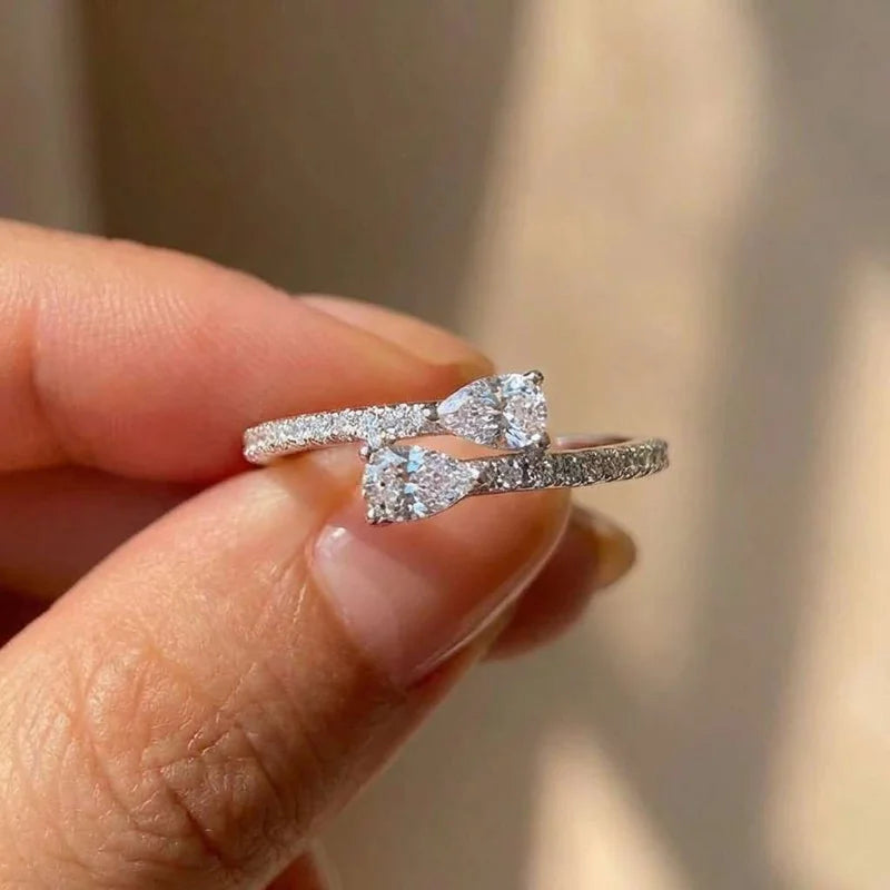 925 Sterling Silver Bright Zirconia Finger Ring Female Accessories for Engagement Ceremony Fashion Dainty Chic Wedding Jewelry
