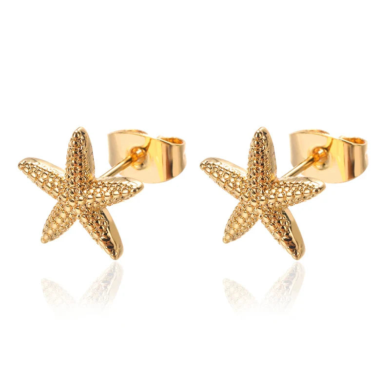 Temperament Square Texture Earring For Women Stainless Steel Gold Color Personality Trend Stud Earring Fashion Jewelry Exquisite