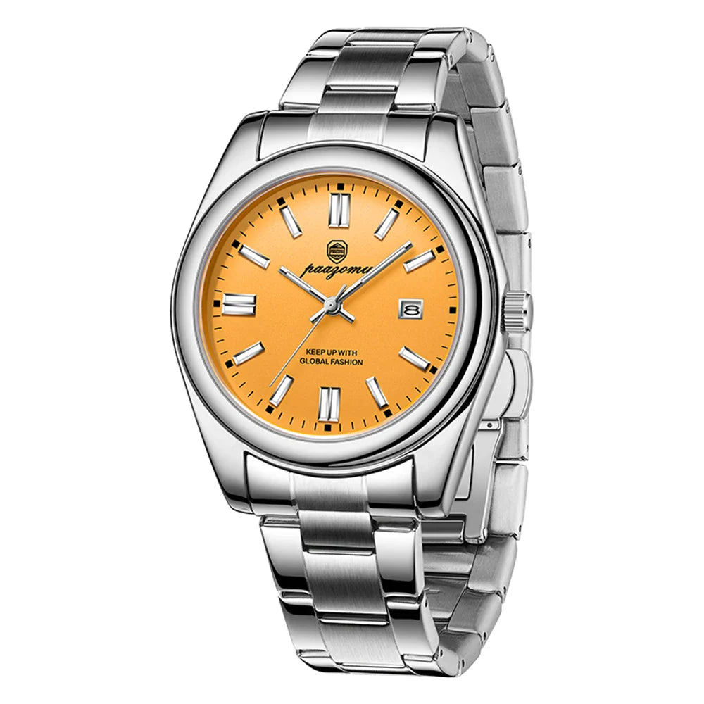 PAAZOMU Classic Casual Quartz Watch Men Waterproof Luminous Dial Business Dress Wristwatch Comfortable Band Analog Display Gift