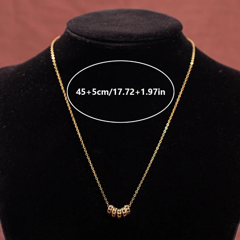 1pcs Gold Five Round Perforated Pendant Necklace Women's Trendy Minimalist Jewelry Versatile Adjustable Necklace Pendant