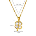 Four Leaf Clover Stainless Steel Necklaces For Women Green Zircon Gold Color Quality Jewelry Pendant Necklace Gift Free Shipping