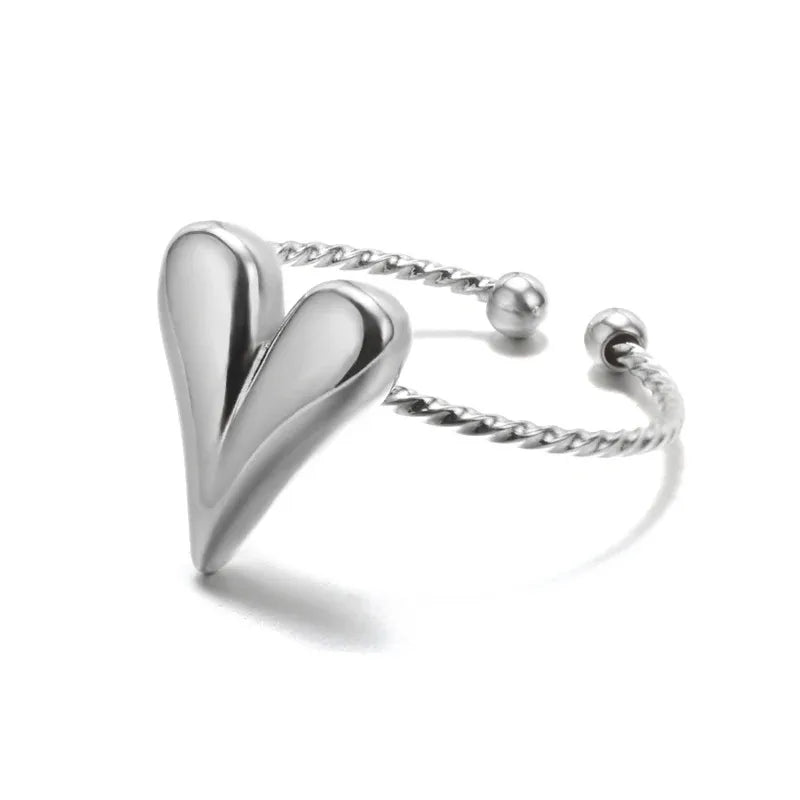 Zircon Little Heart Rings For Women Minimalism Heart Ring Stainless Steel Finger Dainty Ring Valentine Gifts Free Shipping
