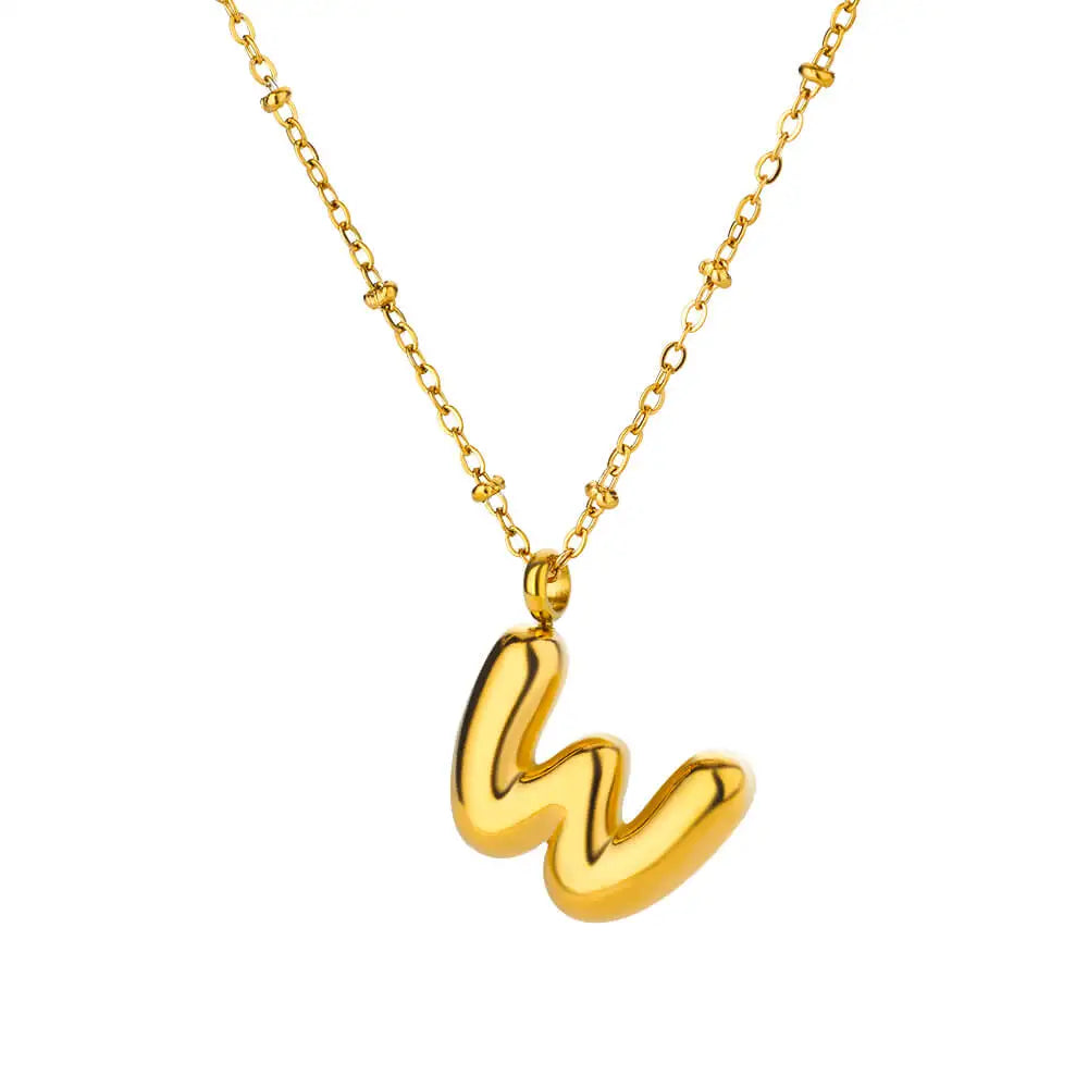 Vintage Initial Letter Necklaces For Women Stainless Steel Chain Collar Pendant Necklace 2024 New Wedding Couple Jewelry Gift