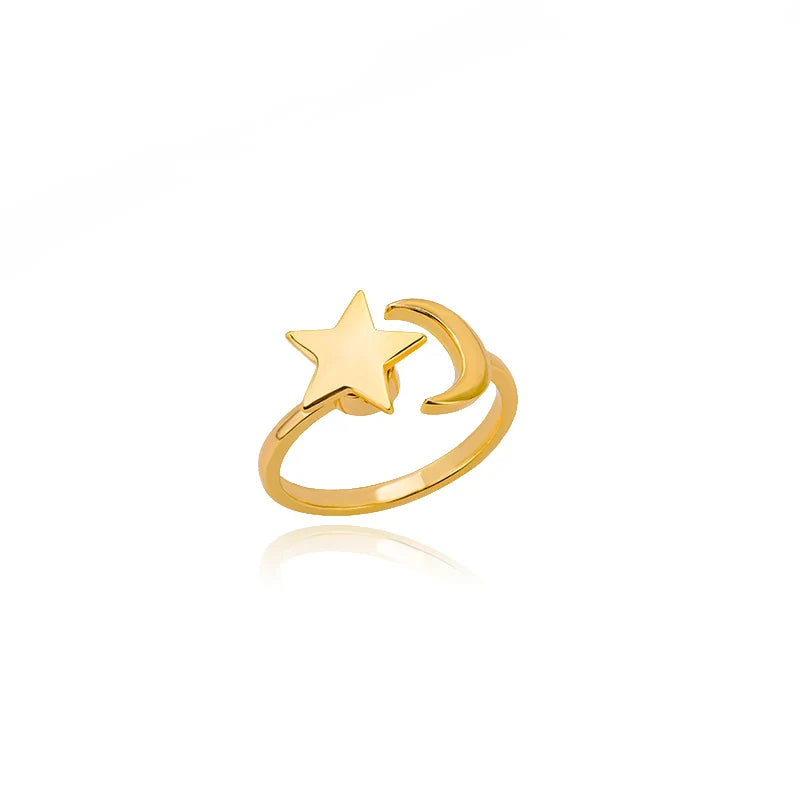 Zircon Rotatable Four Leaf Clover Anxiety Rings For Women Stainless Steel Anti-Stress Fidget Spinner Ring Aesthetic Jewelry Gift