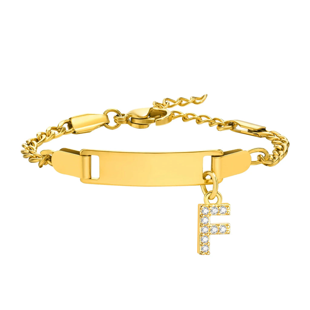 Personalized Name Bracelet With Initials for Boy Girl, Free Engraving Date ID Wristband Birthday Gift