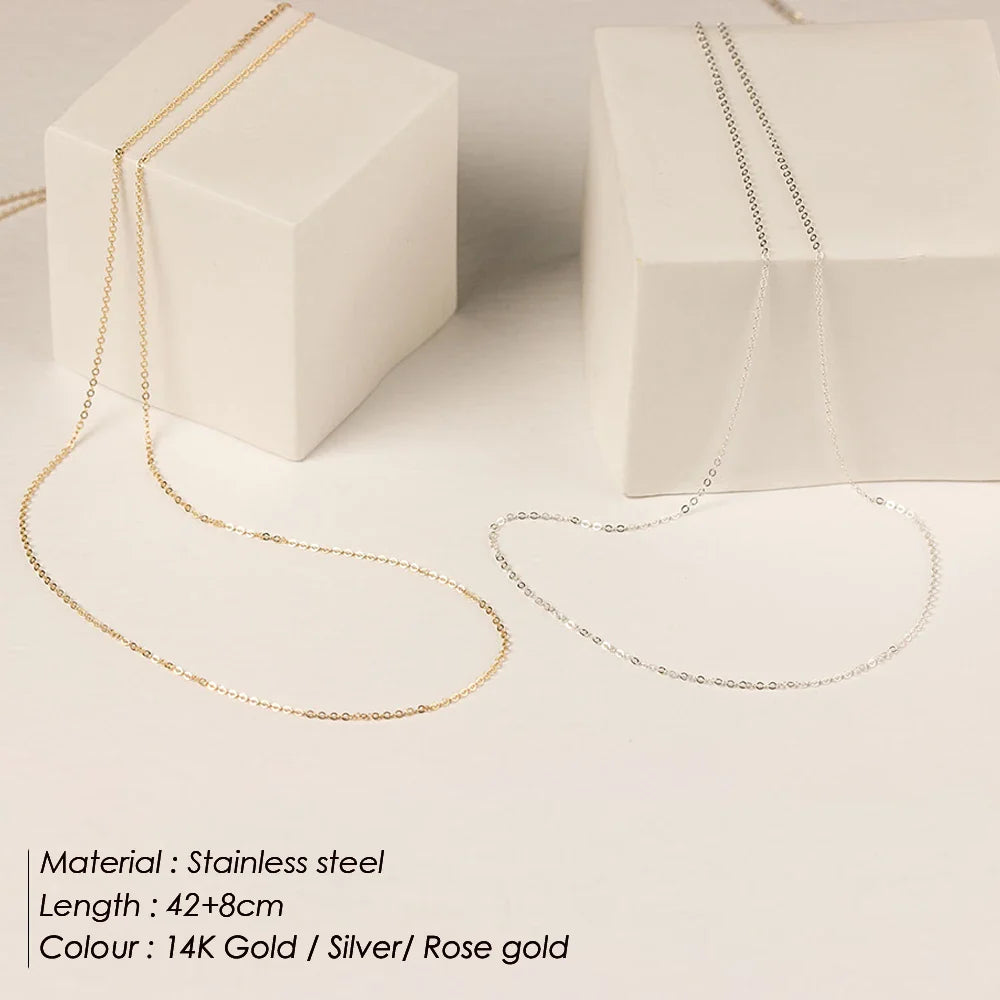 Fine Chain Necklace Stainless Steel Gold Color Pendants Short Long Statement Women Colar Gift Stainless Steel Jewelry Wholesale