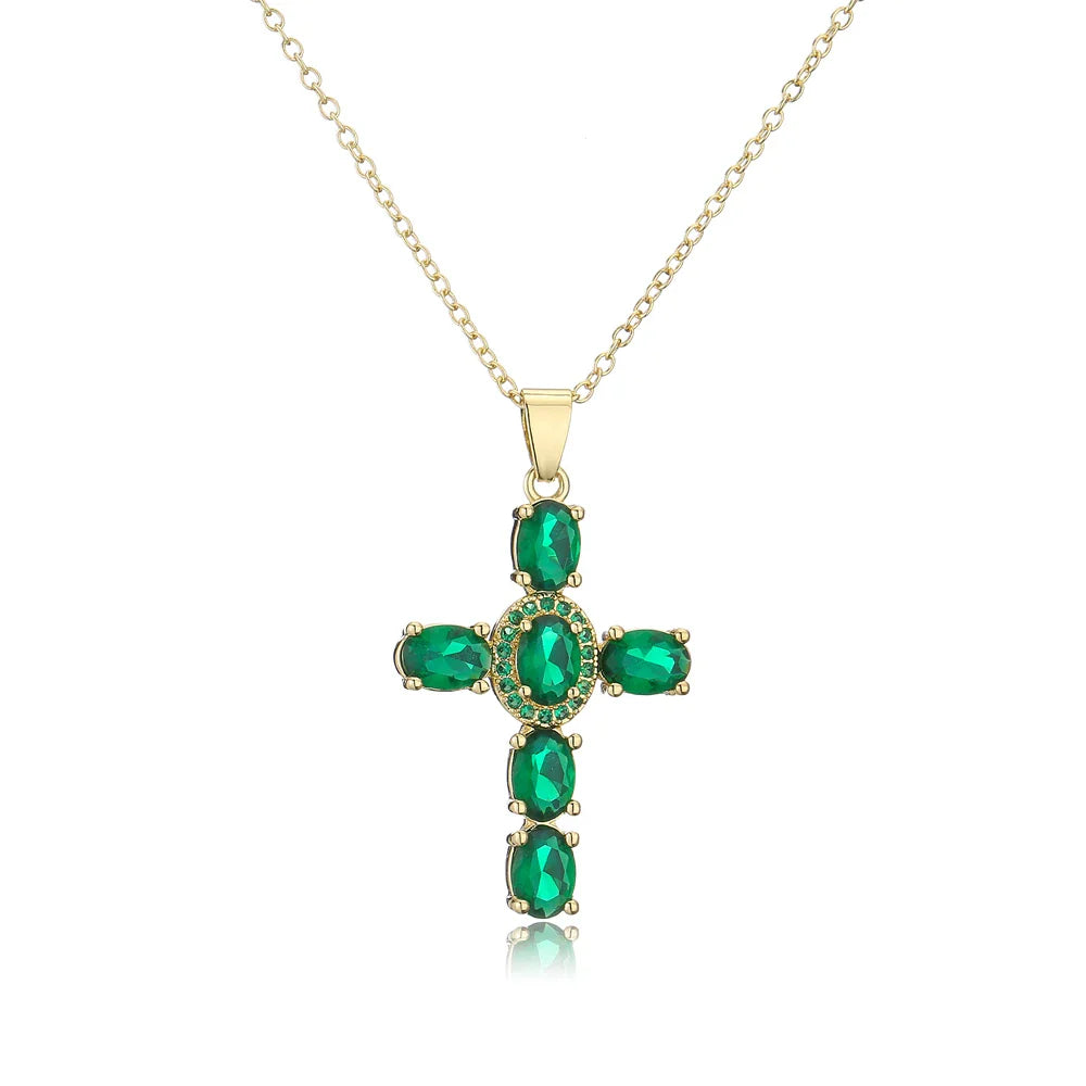 NEWBUY Classic Design Cross Pendant Necklace For Women 2026 Hot Sale Luxury AAA Cubic Zirconia Crystal Christian Jewelry Gift