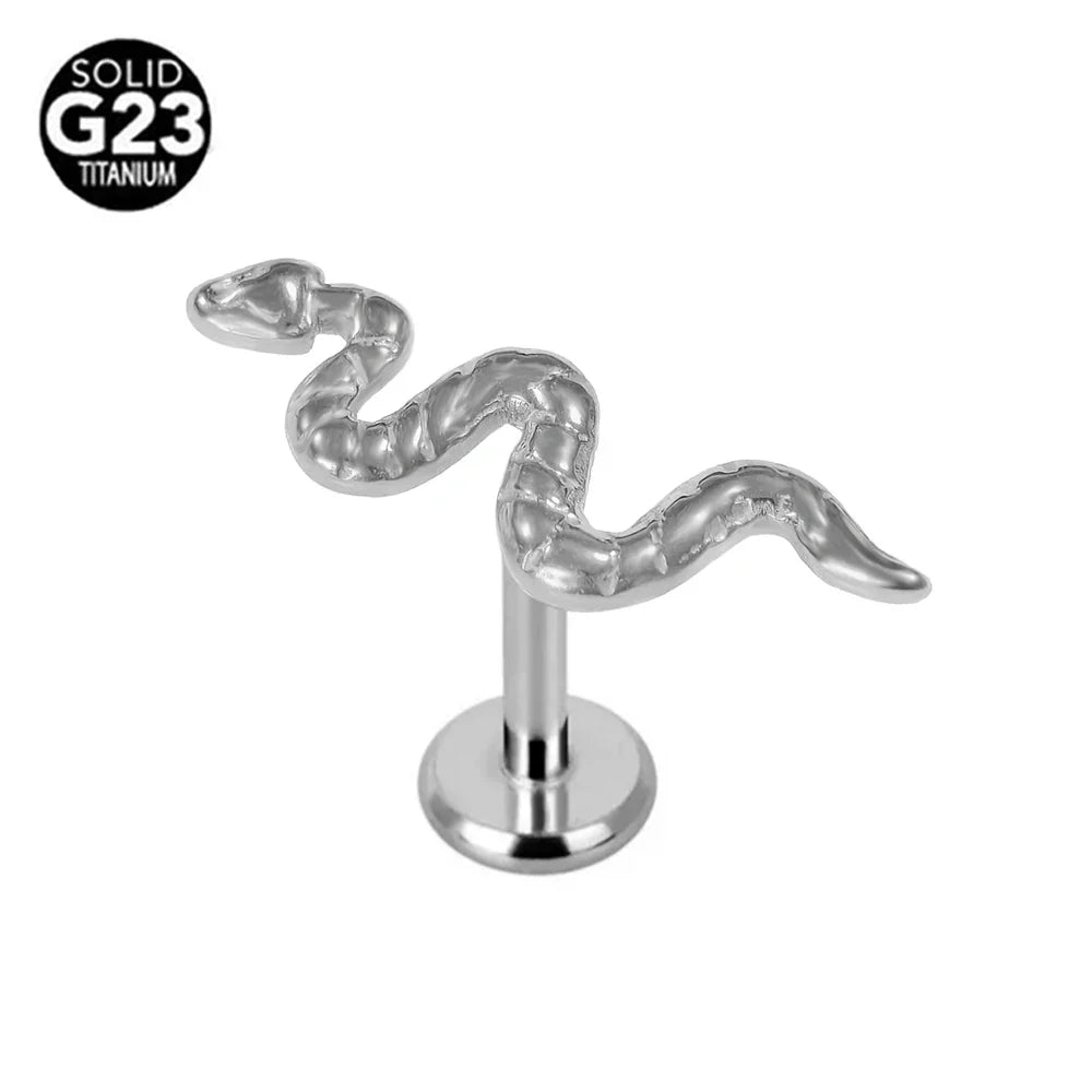 G23 Titanium Snake Bee Feather Labret Piercing 16G Internal Thread Earring Stud Cartilage Helix Body Jewelry