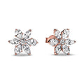 Rose Gold Color 925 Silver Sterling Flower Stud Earrings, Fit Women's Festival Christmas Charm Jewelry Gifts