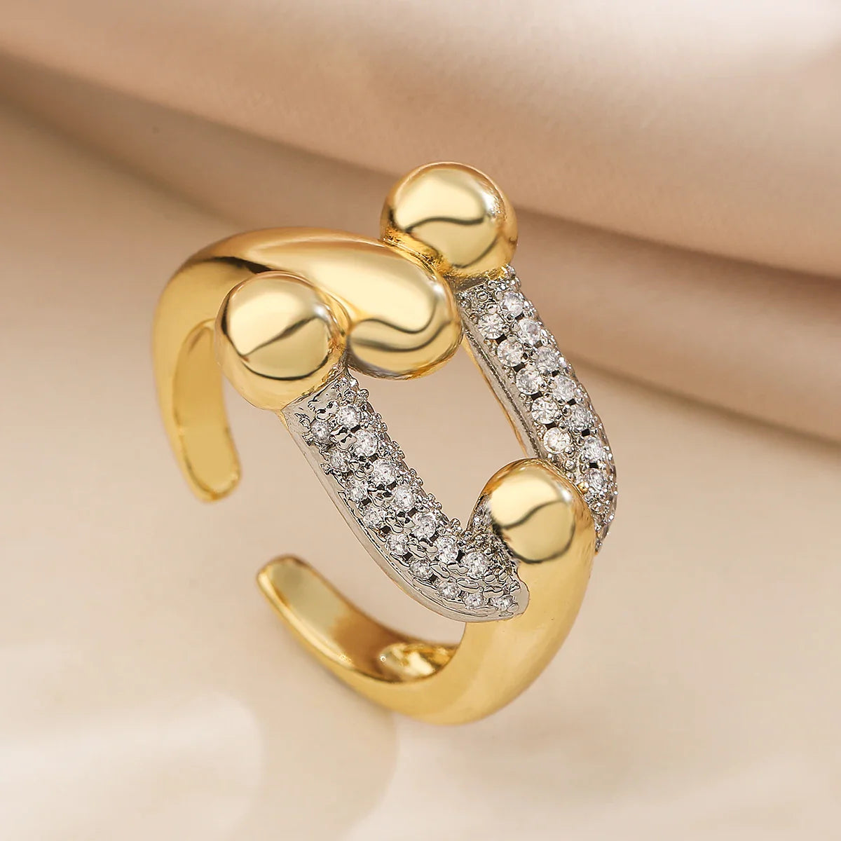 NEWBUY Brand Luxury AAA Cubic Zirconia Pave Setting Copper Jewelry Gold/Silver Mix Color Wedding Rings For Women Gift