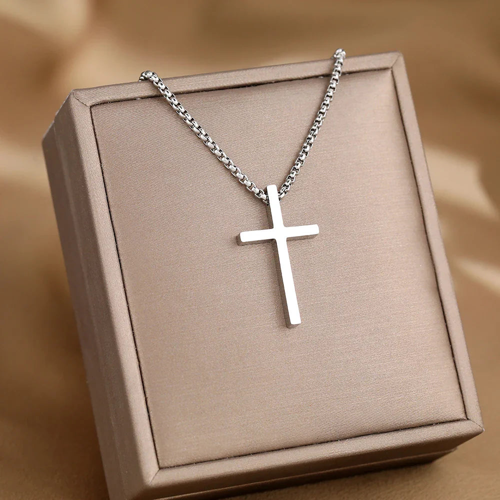 Cross Necklaces Streetwear Grunge Y2K Pendants Male Chains Christian Choker Fashion Stainless Steel Necklace For Women Jewelry