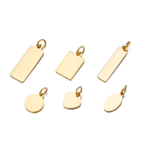 10PCS Custom Logo Tags Stainless Steel Charms for Necklace Bracelets 6 sizes to choose