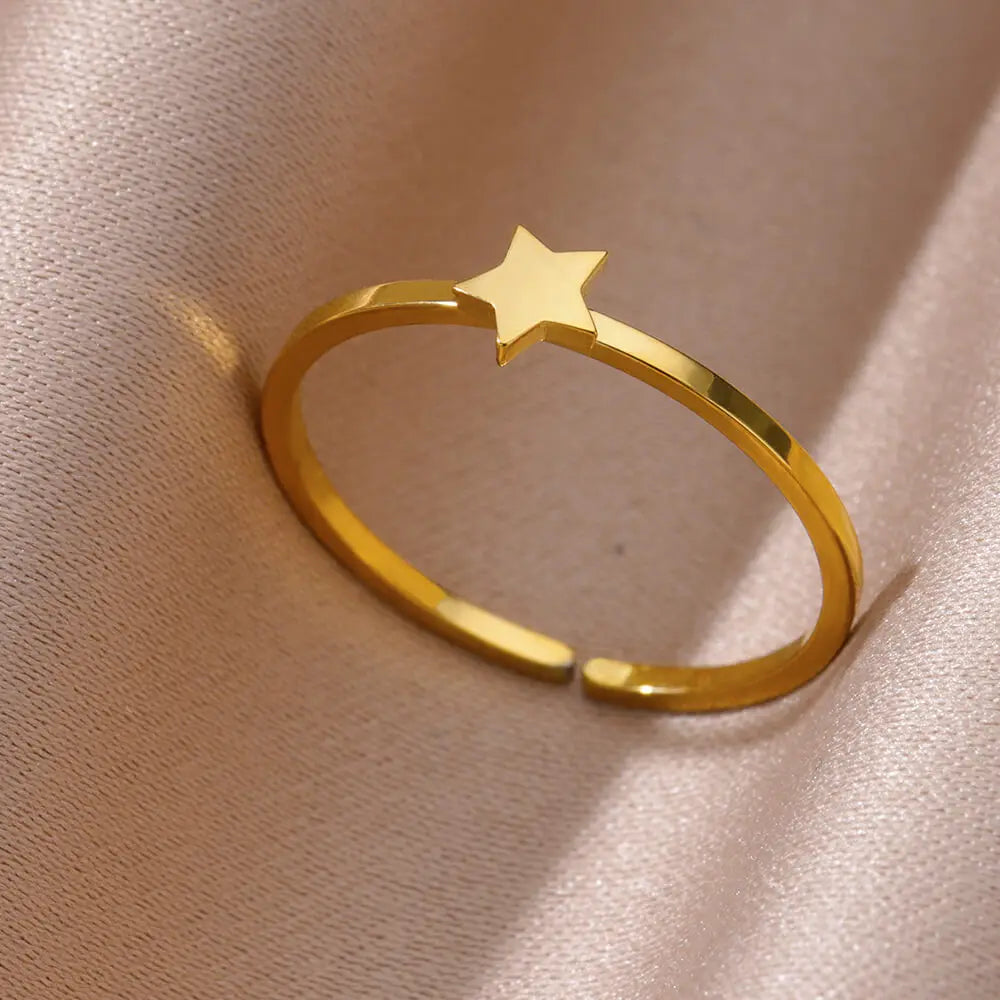 Stainless Steel Small Heart Rings For Women Vintage Gold Color Cross Openning Geometric Ring Fashion Wedding Jewerly Gift 2024