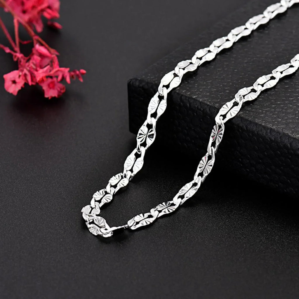 Fine 925 Sterling Silver flat chains Necklaces for Men Women wedding party Jewelry Christmas gifts 45-75cm
