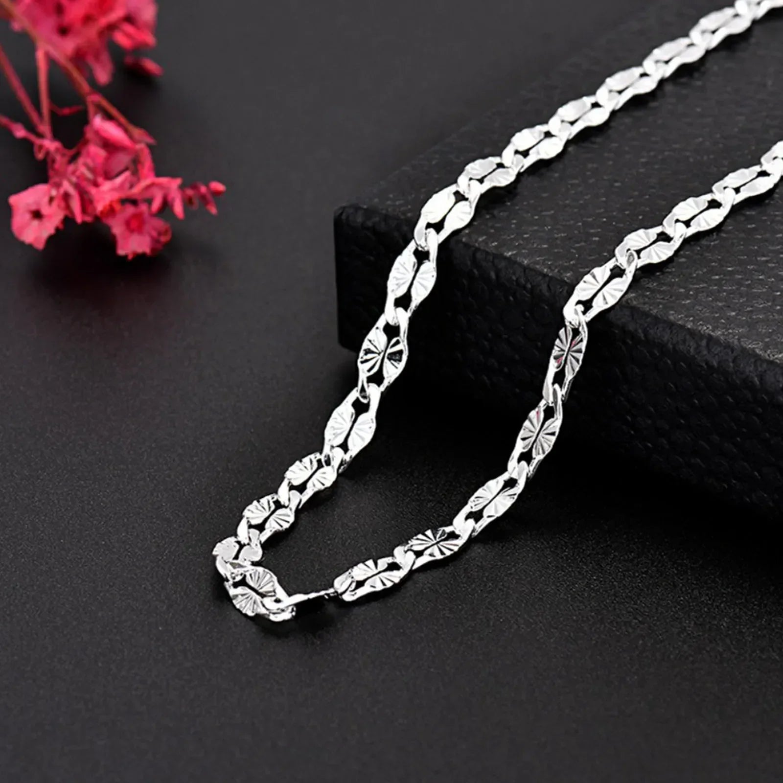 Fine 925 Sterling Silver flat chains Necklaces for Men Women wedding party Jewelry Christmas gifts 45-75cm