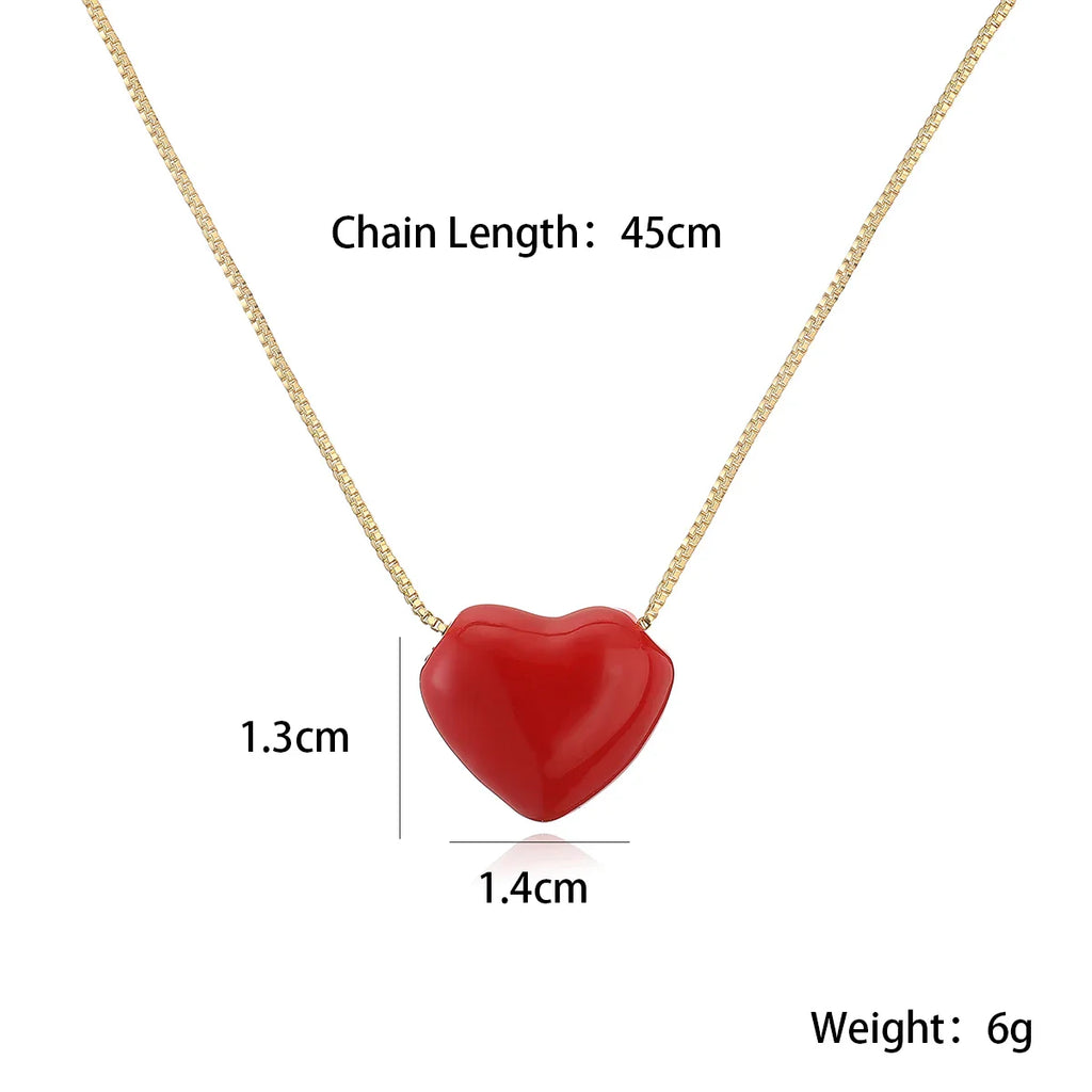 NEWBUY Hot Sale Red Oil Dripping Heart Pendant Necklaces For Women