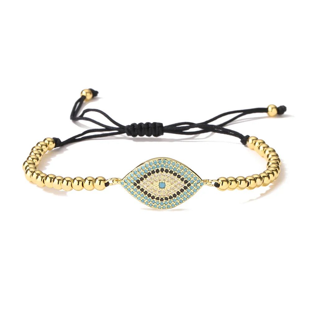 NEWBUY 2026 Trendy Turkish Gold Color Evil Eye Bracelet Adjustable AAA CZ Pave Setting Female Luckry Party Jewelry Gift