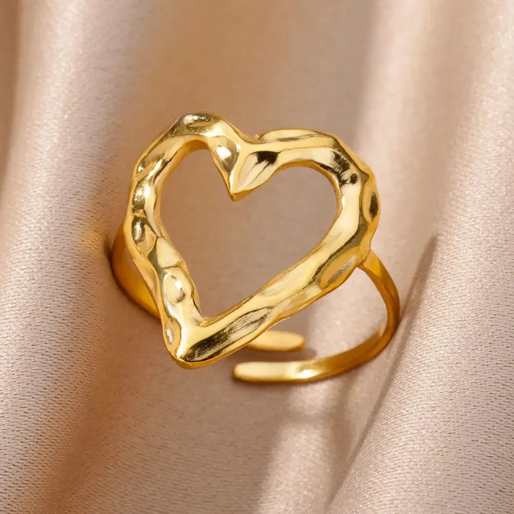 Gold Color Stainless Steel Multi Layer Rings for Women Hollow out Open Finger Ring Fashion Wedding Party Jewelry Gift 2024 New