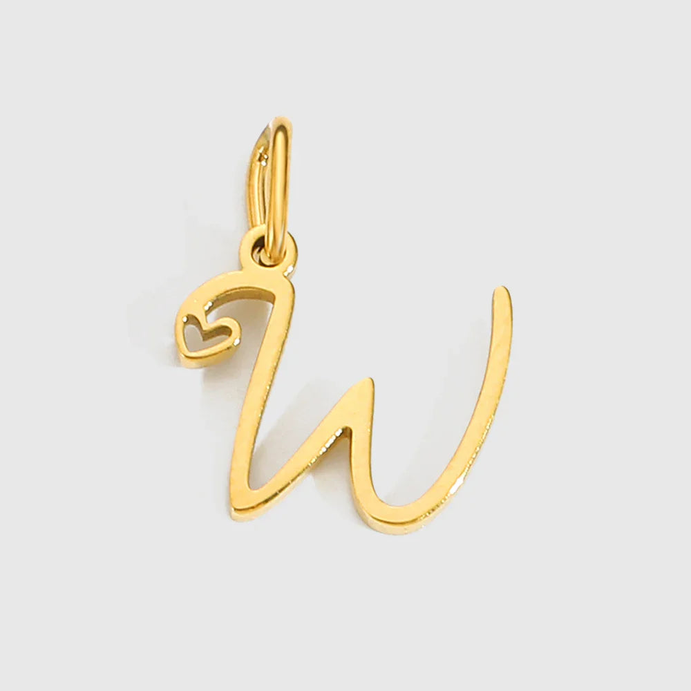 Personalized Stainless Steel Heart Alphabet Pendant DIY Accessories for Necklace Woman Men Jewelry Initials Birthday Gift A-Z