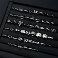 51pcs Gothic Punk Ring Set For Women Men Fashion Butterfly Heart Snake Design Match Ring Daily Wear Halloween Jewelry Gifts New