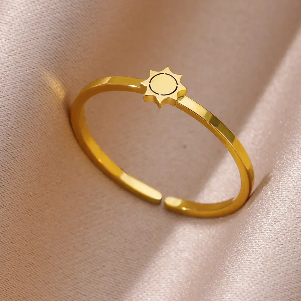 Stainless Steel Small Heart Rings For Women Vintage Gold Color Cross Openning Geometric Ring Fashion Wedding Jewerly Gift 2024