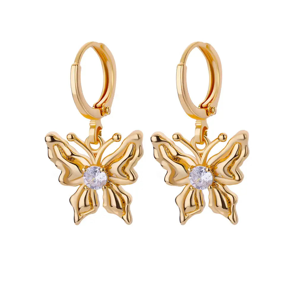 Zircon Butterfly Pendientes EarringsFor Women Stainless Steel Gold Color Butterfly Earring Trend Girl y2k Jewelry aretes mujer