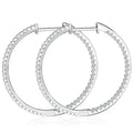 NeeTim Full D Color Moissanite hoop Earrings for Women 925 Sterling Silver with White Gold Plated Ear Studs Fine Jewelry Gift