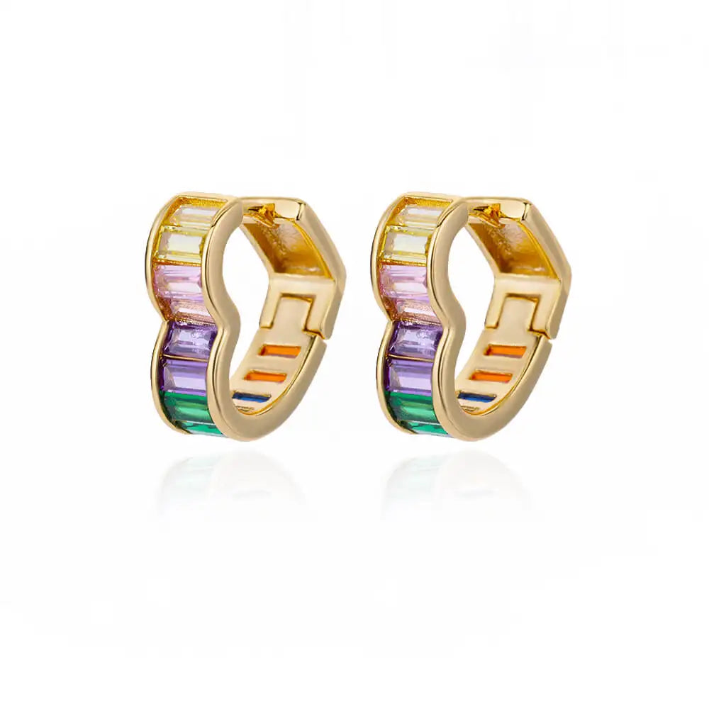 Rainbow Zircon Earring for Women Stainless Steel Hoop Earring 2024 New Trending Luxury Aesthetic Accesorios Jewelry aretes mujer