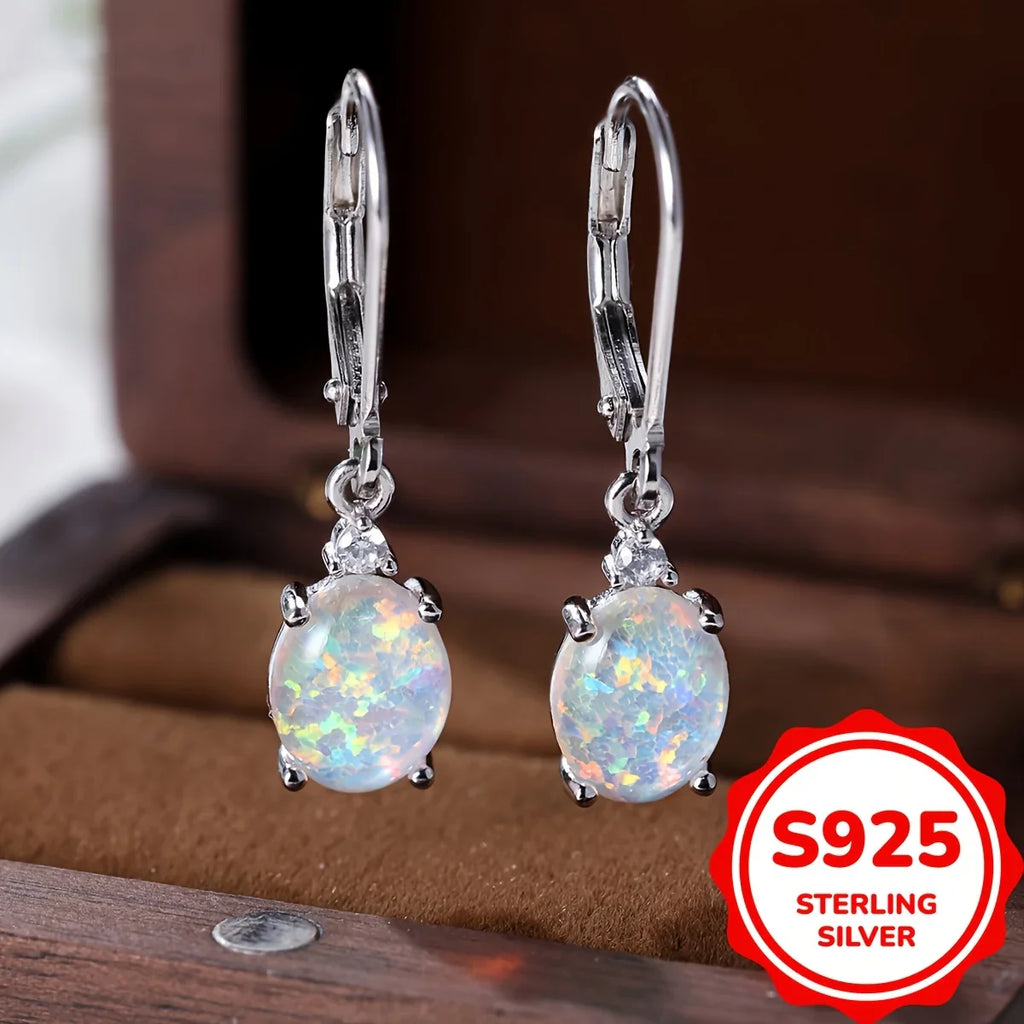S925 Silver round Crystal Pearl Mother-of-Pearl Earrings with Green Flame Crystal Plated Iridium Golden Women's Design