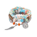 Boho Tree Of Life Bracelet Set For Women Fashion Tassels Charm Wooden Beads Elastic Chain Bangle Girl Trendy Party Jewelry