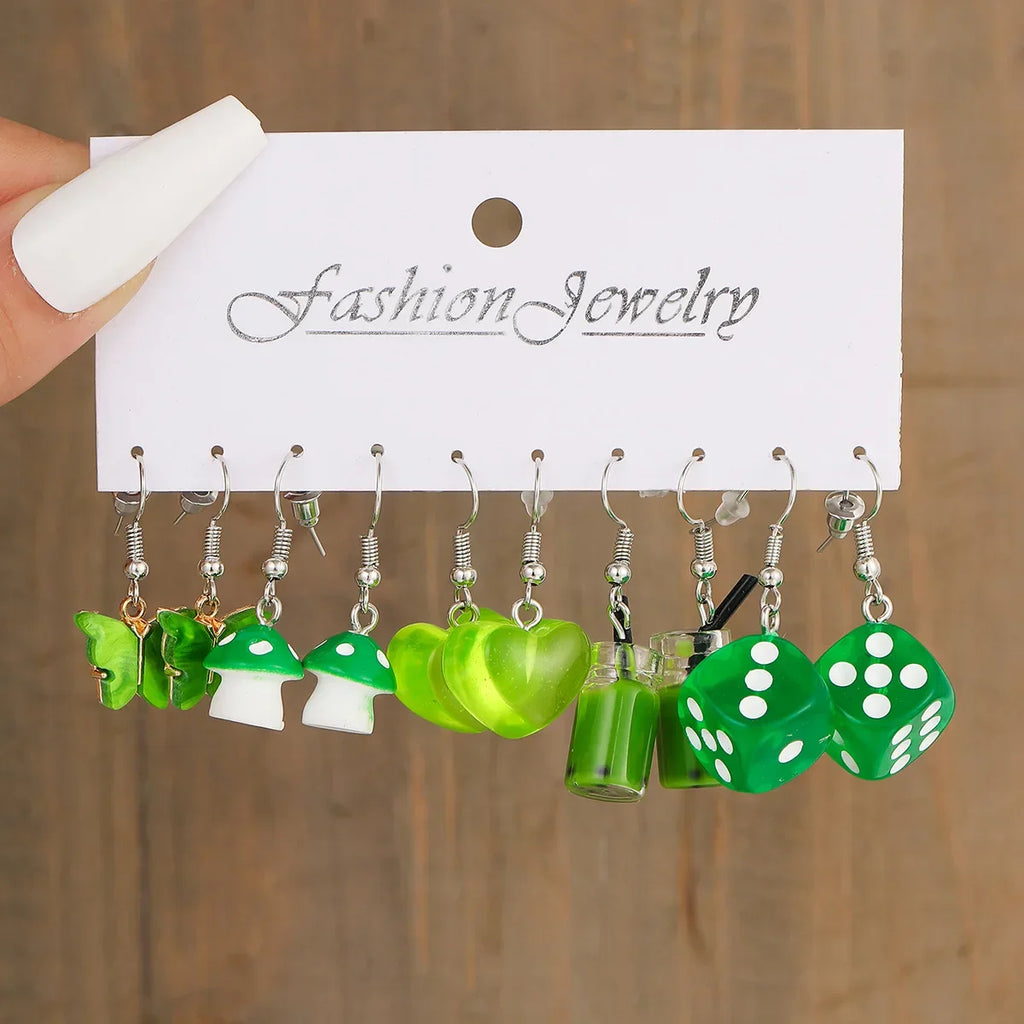 Cartoon Animal Earrings Set For Women New Y2K Girl Cute Colorful Geometric Acrylic Duck Love Drop Earrings Trendy Jewelry Gifts