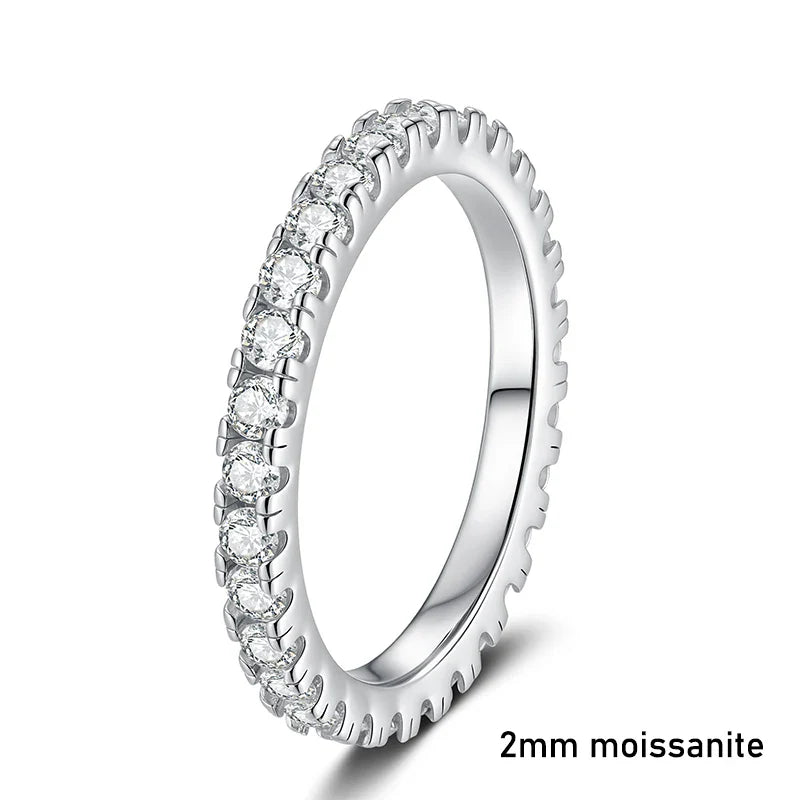 NeeTim D Color 2mm Full Moissanite Diamond Ring for Women Sterling Silver 925 with Gold Plated Wedding Bridal Band Rings Jewelry