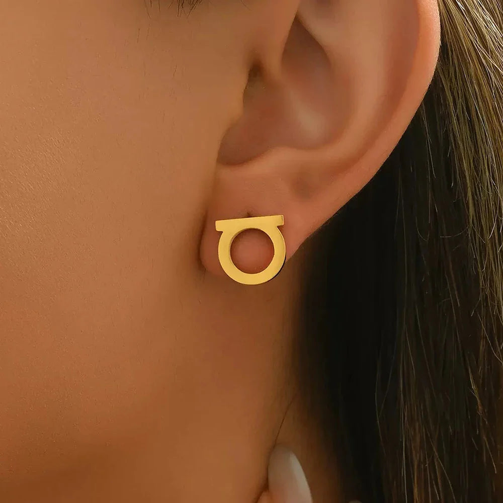 DOTIF Stainless Steel Simple Personalized Design Light Luxury Earrings Female D Letter Fashion Commuter Ear Jewelry Party Gifts