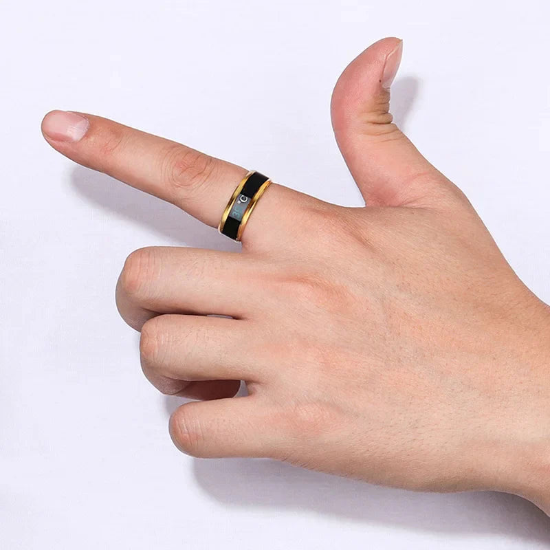 Temperature Couple Ring Titanium Steel Mood Emotion Feeling Intelligent Sensitive Rings for Women Men Fashion Waterproof Jewelry
