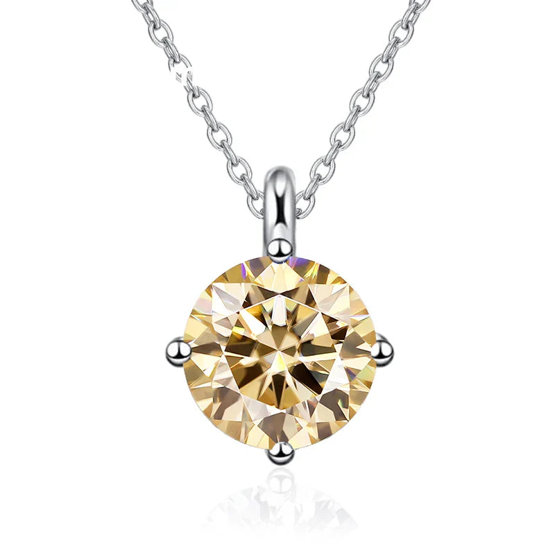 NeeTim 1CT 2CT Real Moissanite Pendant Necklace For Women Top Quality 925 Sterling Silver Wedding Party Bridal Luxury Jewelry