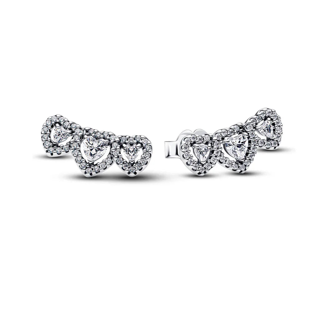 2026 New 925 Silver Elephant Cherry Blossom Butterfly Heart Earrings, a delicate choice for women's fashion jewelry