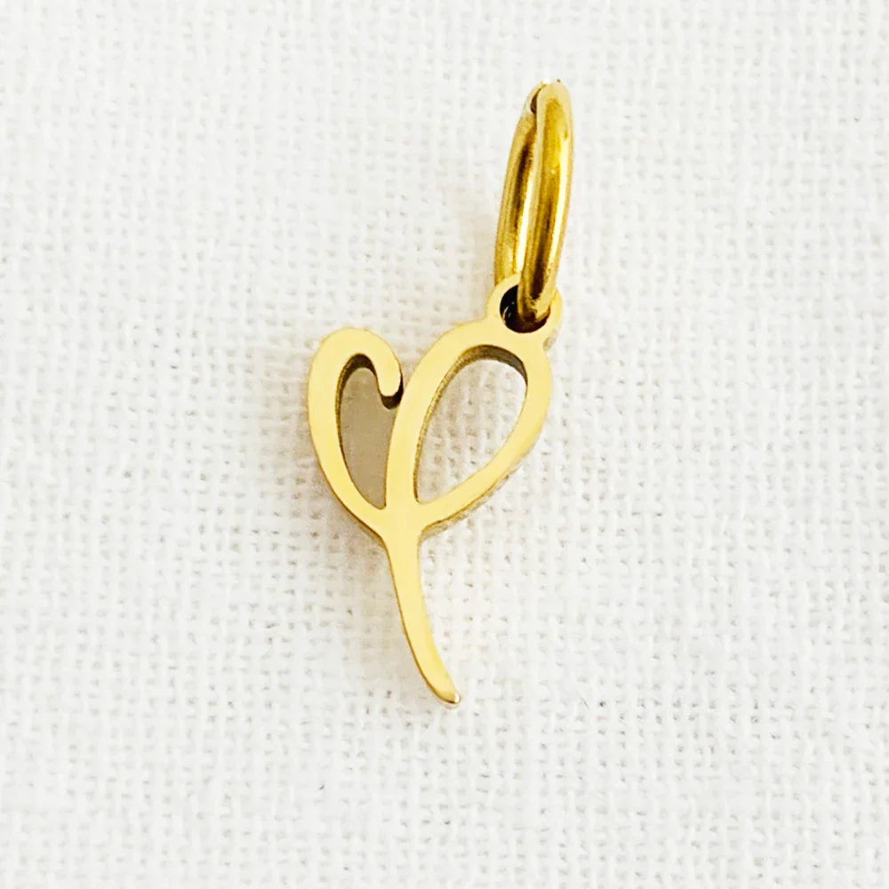 SUNIBI Heart Art Initial Alphabet Pendant DIY Name Customized Birthday Gift Stainless Steel Women Fashion Jewelry A-Z Wholesale